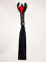Черная замшевая плеть с красной лаковой розой в рукояти - 40 см. - фото 1344436