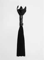 Черная замшевая плеть с лаковой розой в рукояти - 40 см. - фото 1344443