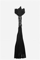 Черная замшевая плеть с розой в рукояти - 40 см. - фото 1344450