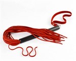 Красная велюровая плеть MIX с черной рукоятью - 47 см. - фото 1344632