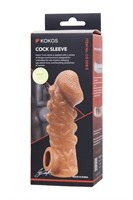 Телесная закрытая насадка с шишечками Cock Sleeve 008 Size S - 13,8 см. 204596 - фото 72964