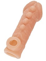 Телесная закрытая насадка с шишечками Cock Sleeve 008 Size S - 13,8 см. 204596 - фото 72960