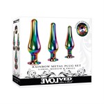 Набор из 3 радужных анальных пробок Rainbow Metal Plug Set - фото 1412656