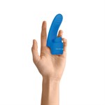 Синяя вибронасадка на палец с подвижным язычком Flick It - фото 1346551