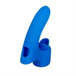 Синяя вибронасадка на палец с подвижным язычком Flick It - фото 1346552