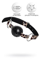 Черный кляп-шар на леопардовых ремешках Anonymo - фото 1350727