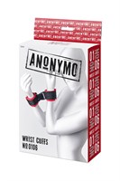 Красно-черные велюровые наручники Anonymo - фото 306815