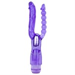 Фиолетовый анально-вагинальный вибратор Extreme Dual Vibrator - 25 см. - фото 389745