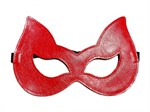 Двусторонняя красно-черная маска с ушками из эко-кожи - фото 1347372