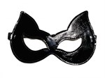 Черная лаковая маска с ушками из эко-кожи - фото 1347381