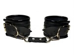 Черные наручники из эко-кожи - фото 1347388