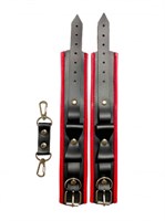 Черно-красные наручники с бантиками из эко-кожи - фото 1347392