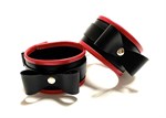 Черно-красные наручники с бантиками из эко-кожи - фото 1347390