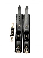 Черные наручники с бантиками из эко-кожи - фото 1347395