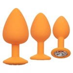 Набор из трёх оранжевых анальных пробок с кристаллом Cheeky Gems - фото 1350825