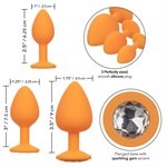 Набор из трёх оранжевых анальных пробок с кристаллом Cheeky Gems - фото 474719