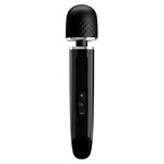 Черный мощный жезловый вибратор с изогнутой ручкой Charming Massager - 24 см. - фото 1350880