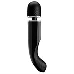 Черный мощный жезловый вибратор с изогнутой ручкой Charming Massager - 24 см. - фото 1350881