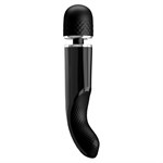 Черный мощный жезловый вибратор с изогнутой ручкой Charming Massager - 24 см. - фото 1350882