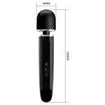 Черный мощный жезловый вибратор с изогнутой ручкой Charming Massager - 24 см. - фото 1350885