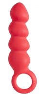 Красный анальный стимулятор в форме ёлочки с кольцом - фото 392654