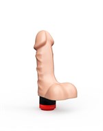 Телесный реалистичный вибратор с мошонкой - 16,5 см. 225247