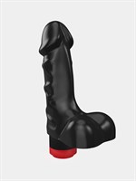 Черный реалистичный вибратор с мошонкой - 16,5 см. 225249