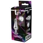 Серебристая анальная пробка с кристаллом Silver Pleasure Plug S - 9 см. 225365