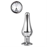 Серебристая анальная пробка с кристаллом Silver Pleasure Plug S - 9 см. 225365