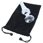 Серебристая анальная пробка с кристаллом Silver Pleasure Plug S - 9 см. 225365