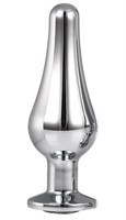 Серебристая анальная пробка с кристаллом Silver Pleasure Plug S - 9 см. 225365
