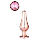 Золотистая анальная пробка с кристаллом Rose Gold Pleasure Plug S - 9 см. 225366