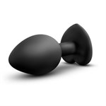 Черная анальная втулка с прозрачным кристаллом в виде сердечка Bling Plug Small - 7,6 см. - фото 1353112