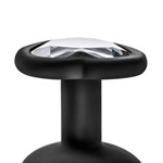 Черная анальная втулка с прозрачным кристаллом в виде сердечка Bling Plug Small - 7,6 см. - фото 1353113