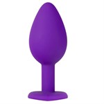 Фиолетовая анальная пробка с золотистым кристаллом-сердцем Bling Plug Small - 7,6 см. - фото 1353195
