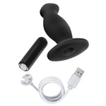 Черный анальный вибромассажёр Silicone Vibrating Prostate Massager 02 - 10,8 см. 225506 - фото 74391