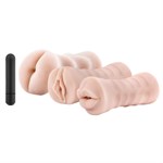 Набор из 3 мастурбаторов и вибропули 3-Pack Self-Lubricating Vibrating Stroker Sleeve Kit 225516 - фото 597896