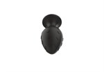 Черная малая силиконовая анальная пробка с рельефом в виде галочек - фото 1353447