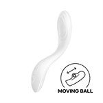 Белый вибромассажер Rrrolling Pleasure с движущимся шариком - 23 см. - фото 1412724