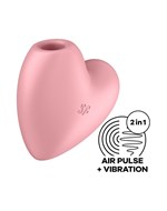 Розовый вибромассажер Cutie Heart с вакуум-волновой стимуляцией - фото 1353724