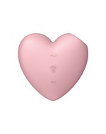 Розовый вибромассажер Cutie Heart с вакуум-волновой стимуляцией - фото 1353725
