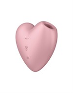 Розовый вибромассажер Cutie Heart с вакуум-волновой стимуляцией - фото 1353726