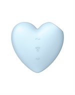 Голубой вибромассажер Cutie Heart с вакуум-волновой стимуляцией - фото 1353731