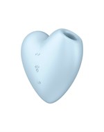 Голубой вибромассажер Cutie Heart с вакуум-волновой стимуляцией - фото 1353732
