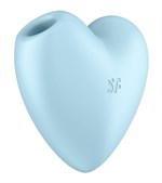Голубой вибромассажер Cutie Heart с вакуум-волновой стимуляцией - фото 1353728