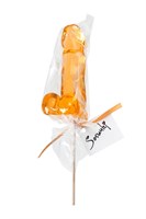 Оранжевый леденец в форме пениса со вкусом аморетто - фото 1353964