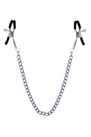 Зажимы для сосков с фиолетовой цепочкой Sweet Caress Nipple Chain - фото 438762