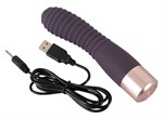 Фиолетовый вибратор с ребрышками Elegant Flexy Vibe - 15 см. - фото 1414208