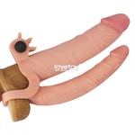 Телесная насадка-удлинитель на пенис с анальным стимулятором и вибропулей - фото 1355660