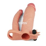 Телесная насадка-удлинитель на пенис с анальным стимулятором и вибрацией - фото 1434031